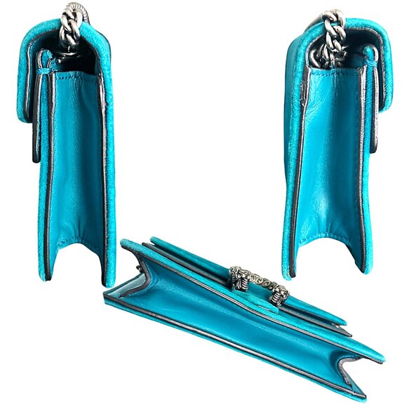 GUCCI Velvet Super Mini Dionysus Shoulder Bag Peacock Blue - Picture 10 of 15